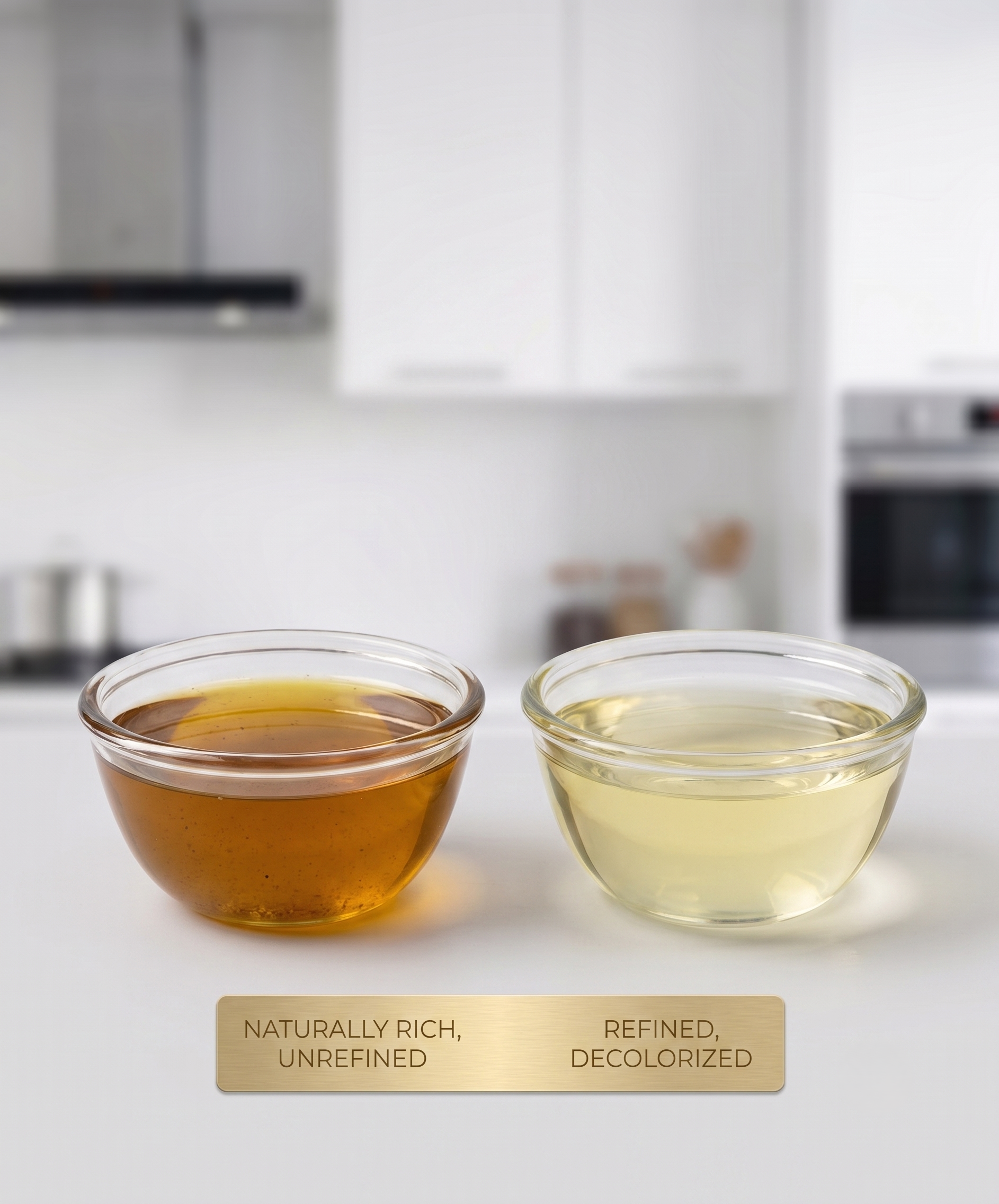 Side-by-side comparison of two oils for label and ingredient checking