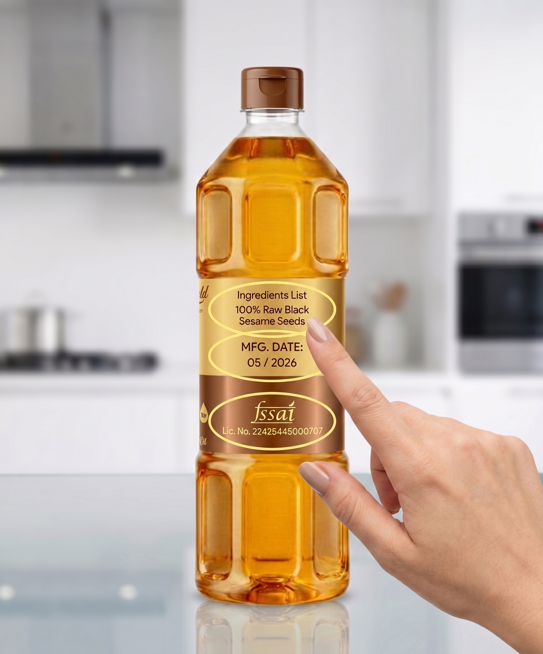 Bottle label showing product details to review