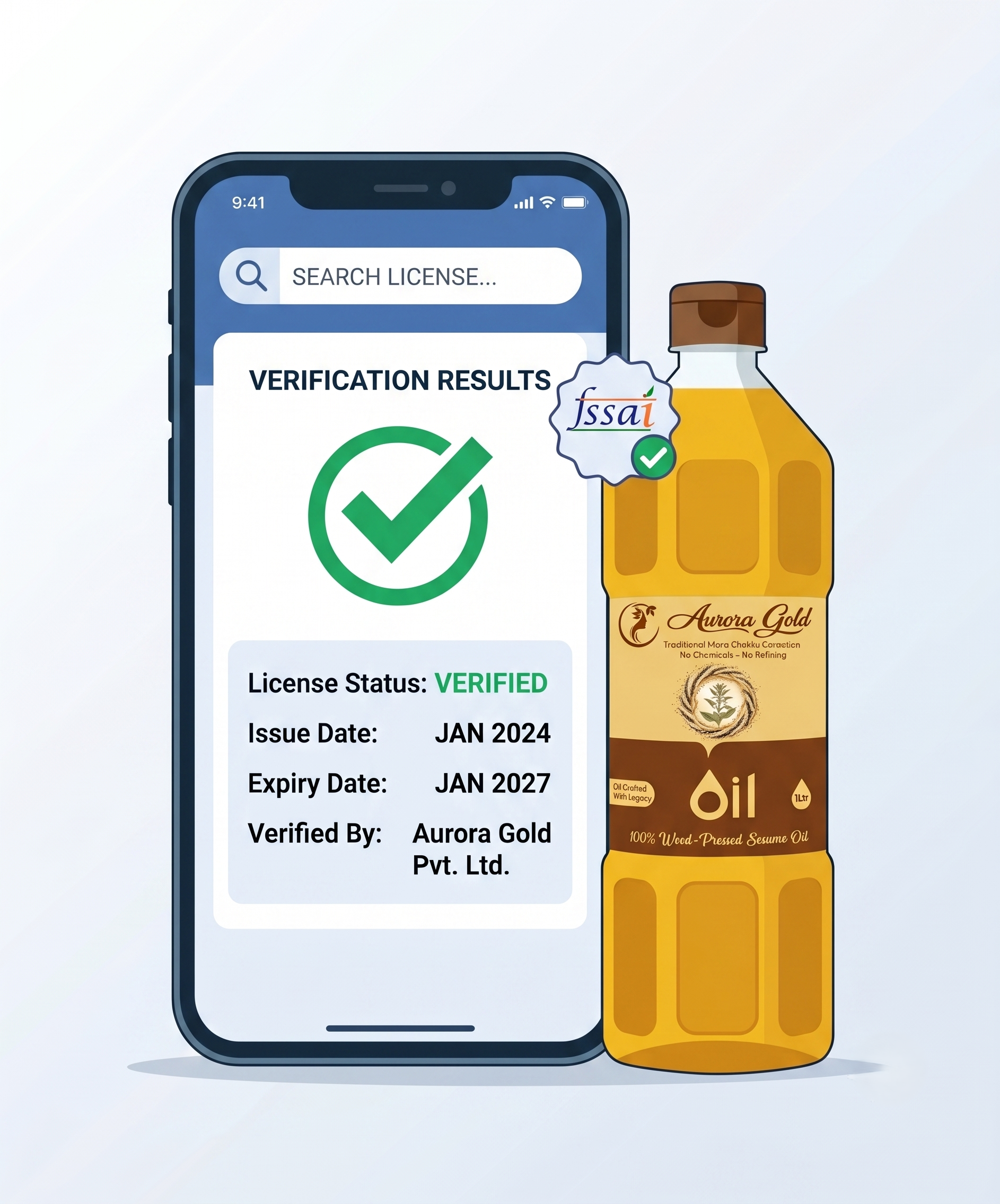 Food licence details being checked with an official verification service